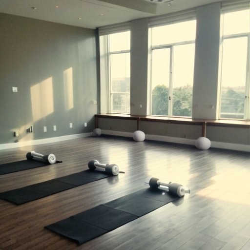 Элегантная фитнес-студия с деревянным балетным барьером, зеркальной стеной и мягким естественным светом.