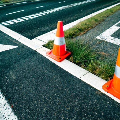 Велосипедная дорожка с яркими знаками и символами безопасности.