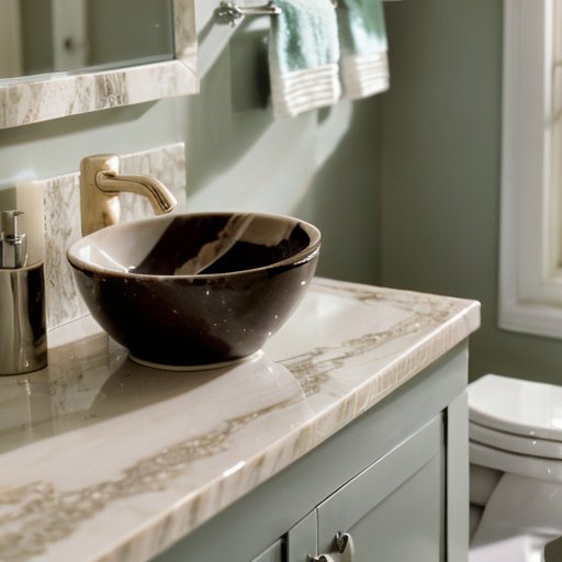 Спокойный интерьер ванной с бритвой, кремом для лица и мягким полотенцем в пастельных тонах.