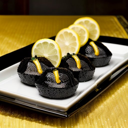Роскошный черная икра на деревянном подносе с элегантной посудой и свежими гарнирами в уютной обстановке.