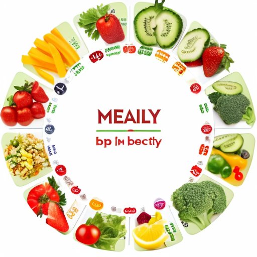 Здоровая тарелка с овощами, белками, цельными злаками и фруктами, символизирующая дефицит калорий и управление весом.