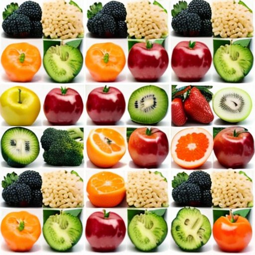 План питания на неделю по диете Магги с разделами для завтрака, обеда и ужина, изображающий разрешенные продукты: яйца, курицу, брокколи, морковь, яблоки и апельсины.