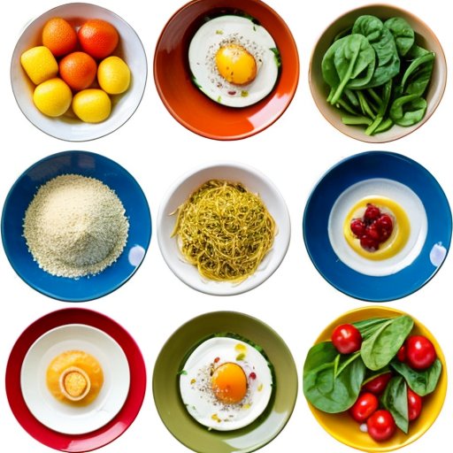 Здоровая еда: тарелка с яйцами, овощами и приправами на фоне кухни.