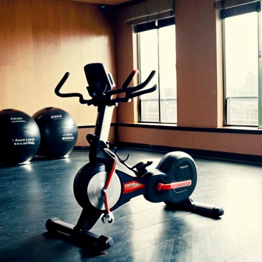 Современный степпер в светлом зале с мотивационными постерами и зеркалом.