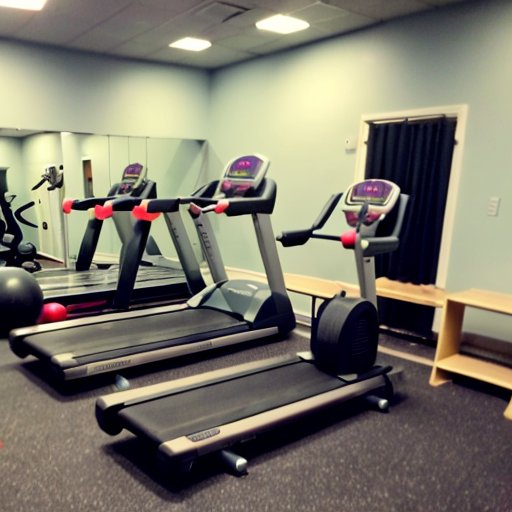 Организованный спортзал с оборудованием и здоровым питанием.