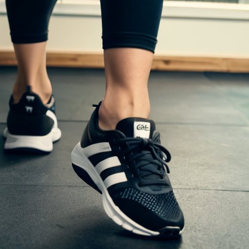 Организованное фитнес-пространство с скакалкой, кроссовками и полотенцем на деревянном полу.