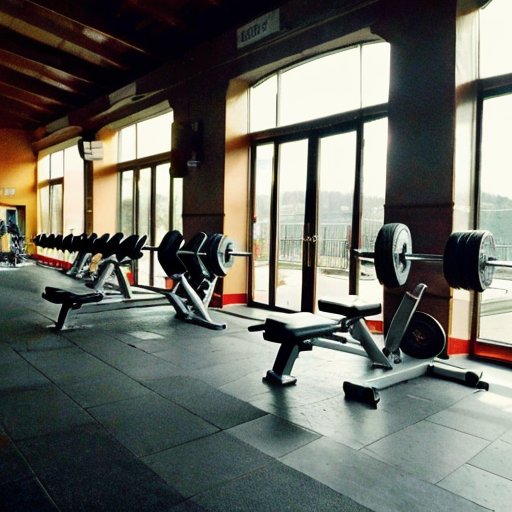 Современный тренажёрный зал с оборудованием для тренировок плеч, диаграмма анатомии плеча и мотивационные цитаты.