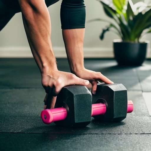 Современный тренажерный уголок для упражнений на руки с гантелями, резиновыми лентами и тренажером для рук.