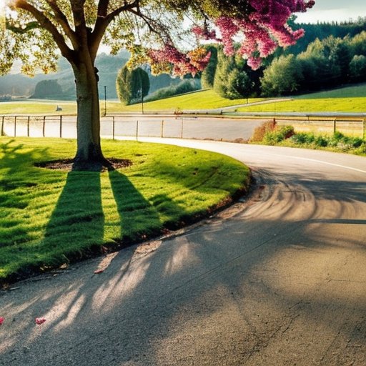 Яркий велосипед у дерева в парке с фруктами и бутылкой воды, символизирующими здоровье и активность.