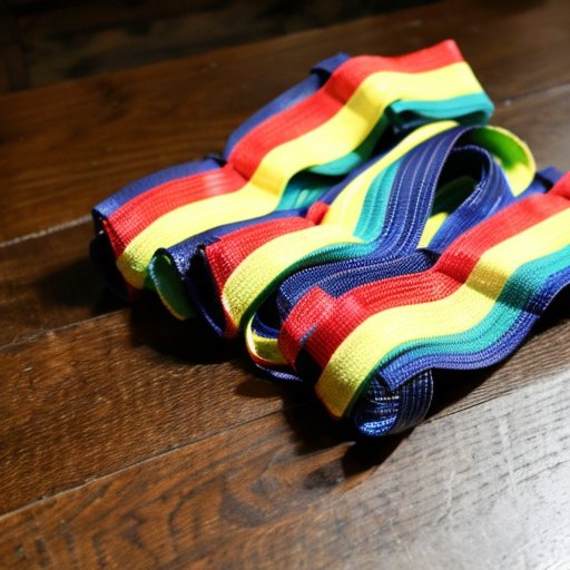 Разнообразные фитнес-резинки на деревянной поверхности.