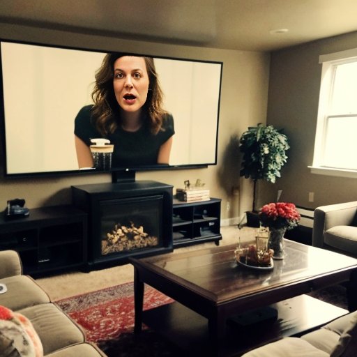 Уютная гостиная с большим экраном, попкорном, диваном и книгами, демонстрирующая безопасный просмотр сериалов.