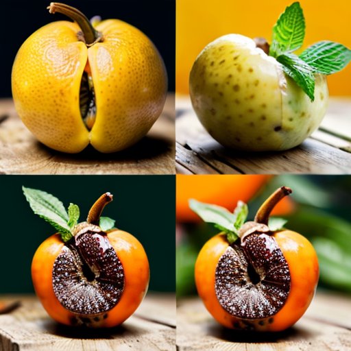 Разрезанная гранadilla с яркой мякотью и черными семенами на деревянной доске, окруженная свежей мятой и стаканом с соком.