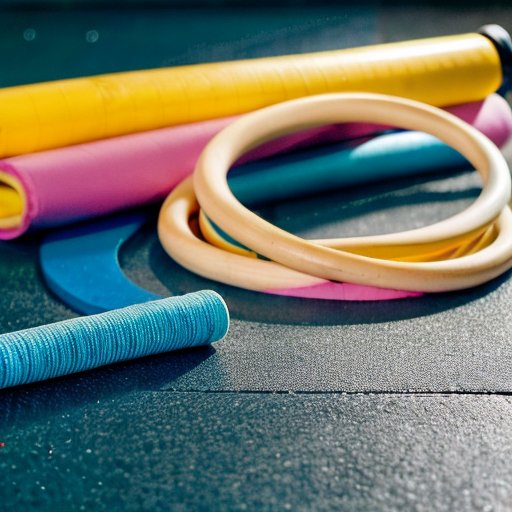 Разнообразные хула-хупы на деревянном спортивном полу.