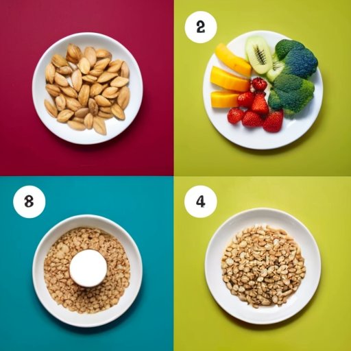 Сбалансированные весы: здоровая еда против спортивного инвентаря.