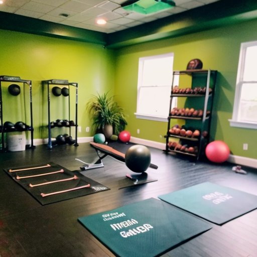 Современная студия фитнеса и велнеса с тренажерами, углом для питания и атмосферой поддержки.