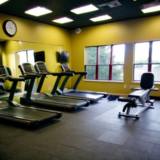 Современная фитнес-студия с оборудованием, цифровым дисплеем и мотивационными цитатами.