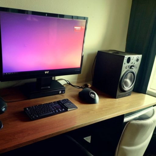 Компьютерный стол с монитором Steam, маршрутизатором, блокнотом с советами, чашкой кофе и наушниками в уютной комнате.