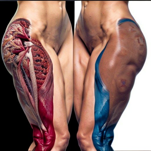 Стилизация анатомической схемы мышцы илиопсоас с обозначением её расположения, связей со спиной и тазобедренным суставом, а также соседних мышц.