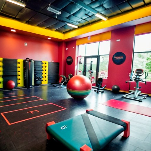 Яркая фитнес-студия с оборудованием для тренировки координации и кардио.