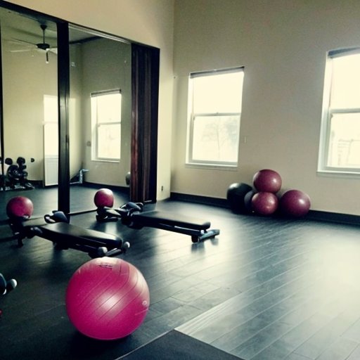 Минималистичная фитнес-студия с йога-матами и спортивным оборудованием в спокойной обстановке.