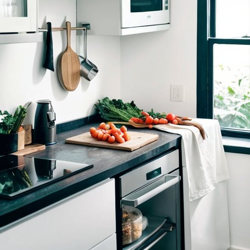 Минималистичная кухня с зоной для приготовления здоровой пищи.