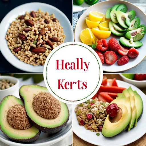 Здоровая тарелка с углеводами и жирами на фоне кухни.