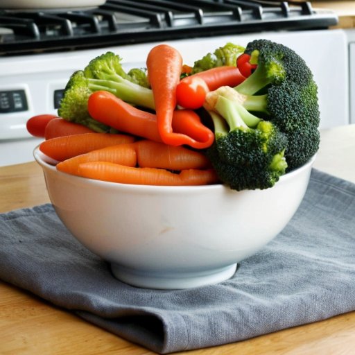 Яркая чаша с разнообразным рисом и овощами на кухонном столе.