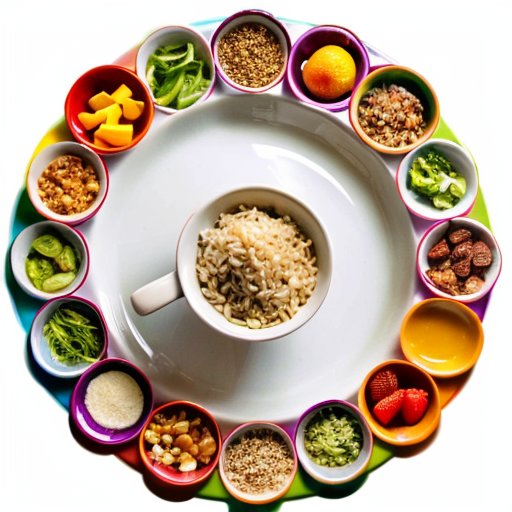 Цветная тарелка с здоровой пищей для диеты с дефицитом калорий.