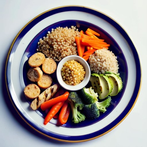 Сбалансированное блюдо с разнообразными продуктами для похудения.