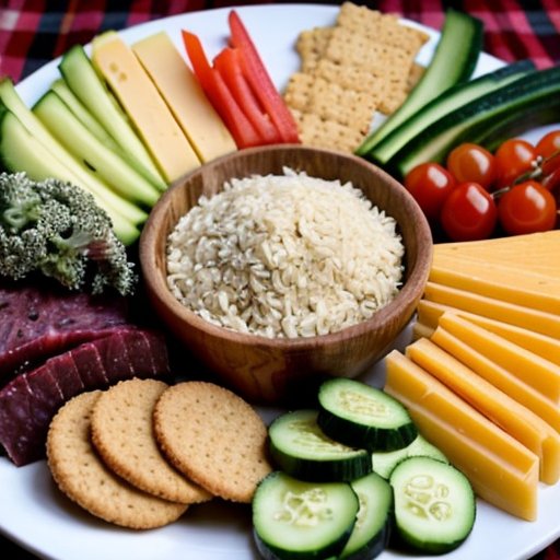 Яркая тарелка с нарезанными сырами и свежими овощами на деревянном столе.