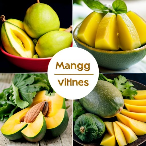 Сочный манго среди здоровой пищи с сантиметровой лентой, символизирующей диету.