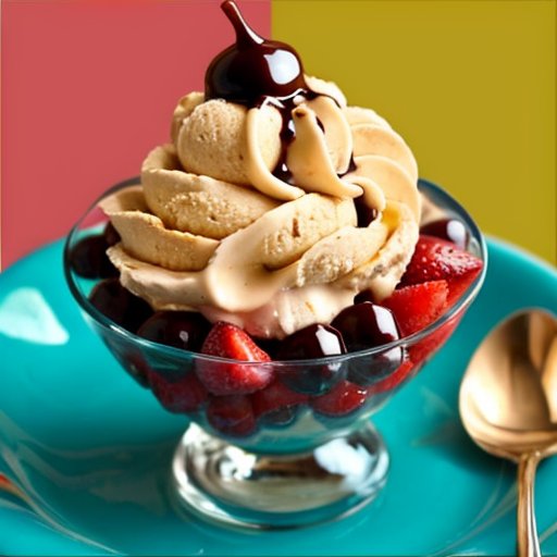 Яркий десерт с мороженым и фруктами, подчеркивающий баланс indulgence и здоровья.