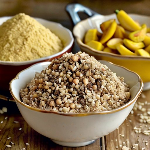 Ассорти альтернативных мук и здоровых ингредиентов для низкоуглеводной кухни.