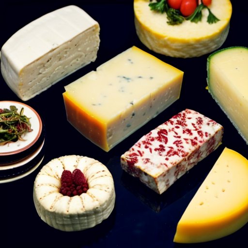 Платтер с низкокалорийными сырами, этикетки, шкала жира, свежие травы на фоне кухни.