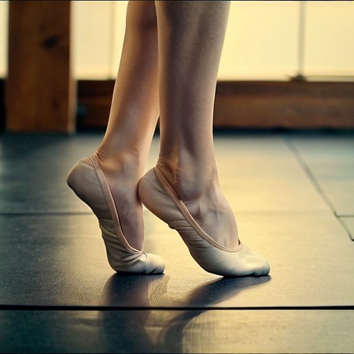 Балетный станок в элегантной студии с деревянным полом и нейтральными стенами, рядом балетные туфли и элементы фитнеса.