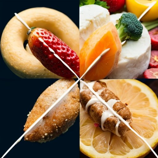 Балансировка здорового питания и фастфуда с символикой ДНК и гормонов.