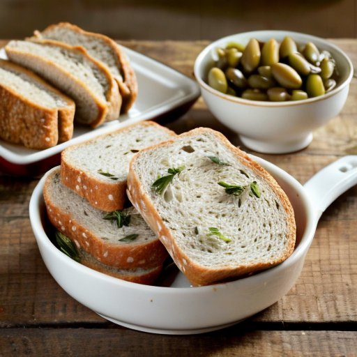 Консервированные рыбы на деревянном столе с зеленью и хлебом.