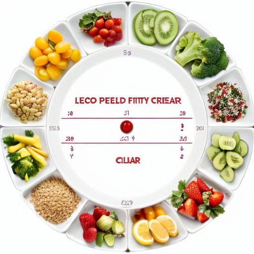 Здоровое питание: сбалансированная тарелка с овощами, белками и злаками, рядом с мерной лентой и гантелями.