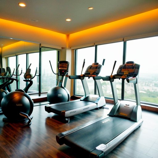 Современный тренажерный зал с оборудованием, бутылкой воды и полотенцем, символизирующий здоровье и активность.