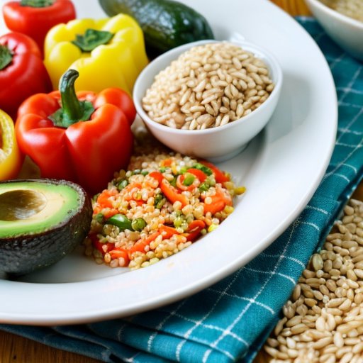 Здоровая тарелка с сбалансированным питанием и расчетами углеводов.