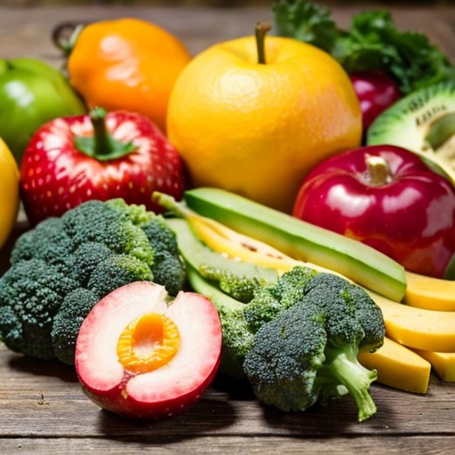 Здоровая еда и спортивный инвентарь, символизирующие трансформацию образа жизни.