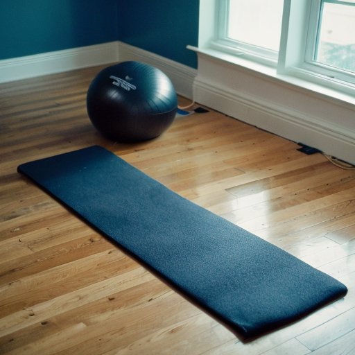 Минималистичное пространство для тренировок с деревянным полом, йога-матом, бутылкой с водой и секундомером.