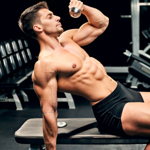 Современный тренажерный зал с весами, анатомическая схема мышц и руководство по упражнениям.