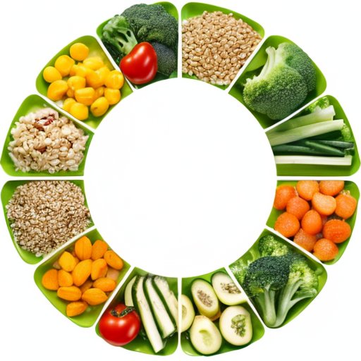 Здоровая тарелка с овощами, белками и цельными злаками, символизирующая сбалансированное питание и путь к похудению.