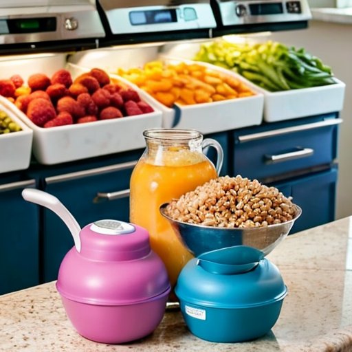 Яркая, организованная кухня с свежими продуктами и зоной для приготовления еды, символизирующая здоровое питание и физическую активность.