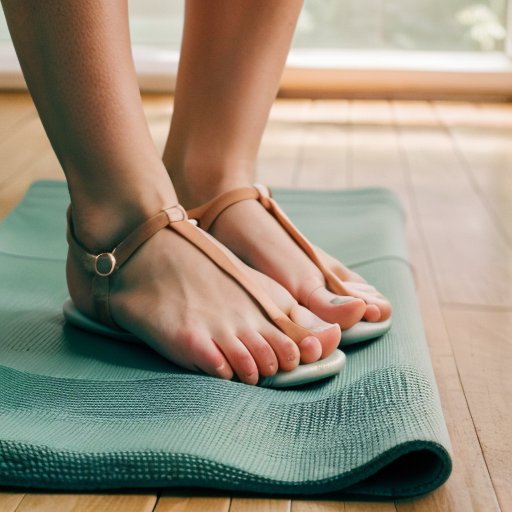 Элегантный йога-ремень на текстурированном коврике, окруженный аксессуарами.