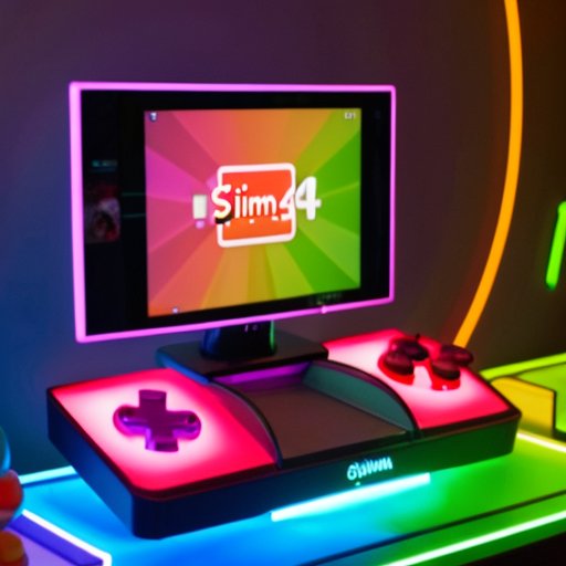 Игровая консоль с ярким экраном и логотипом