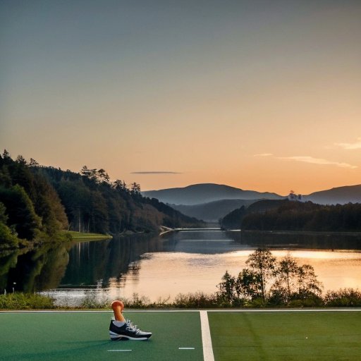 Спокойная спортивная тренировка на фоне зелени и холмов.