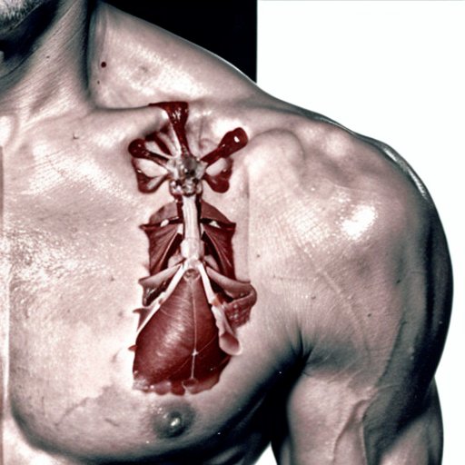 Анатомическая диаграмма трапециевидной мышцы с обозначением верхней и средней частей, а также других мышц, участвующих в подъемах плеч.