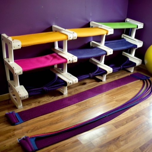 Современное фитнес-пространство с яркими скакалками и мотивационным постером